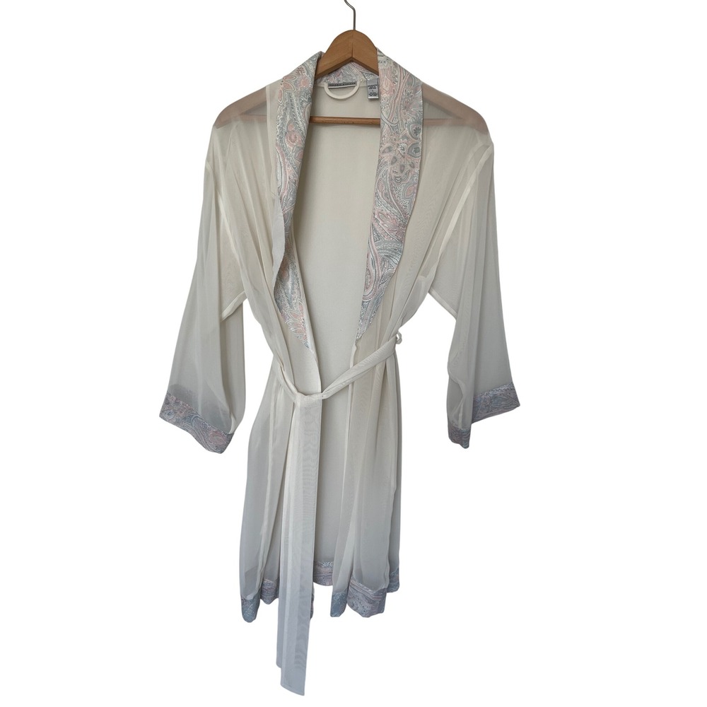 Valerie Stevens Sheer Paisley Kimono Robe Lightweight Duster Lounge Wear L